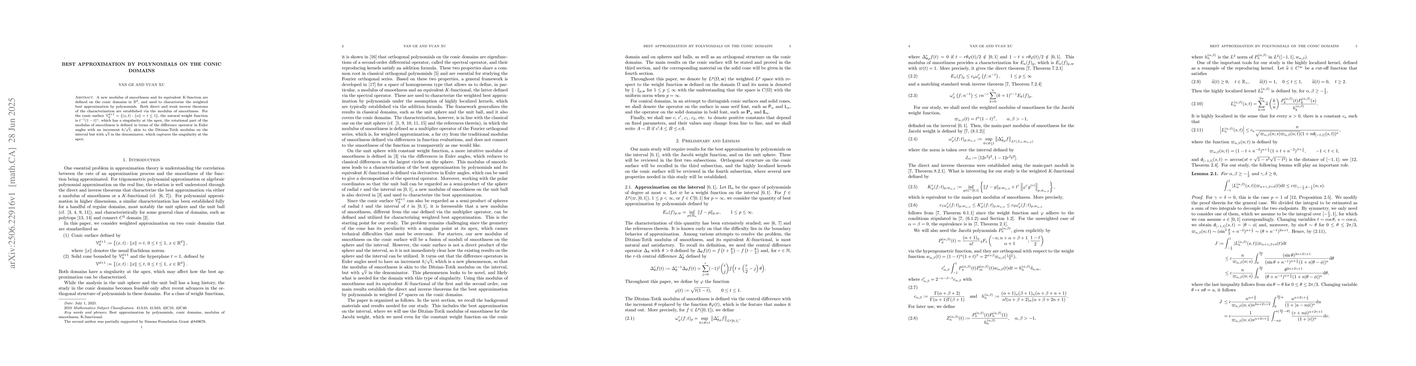 Thumbnail for Best approximation by polynomials on the conic domains