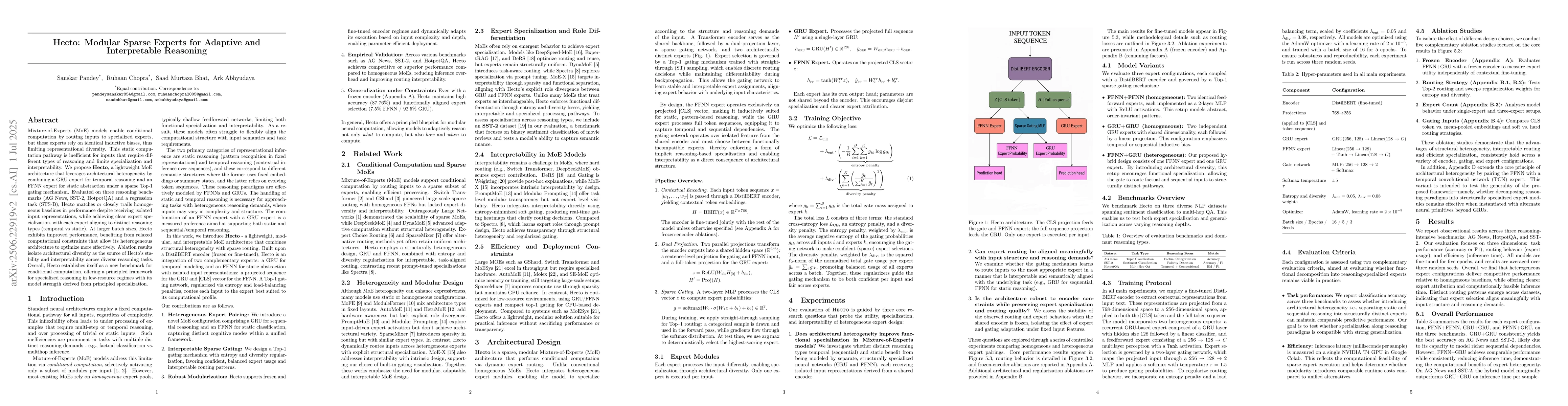 Thumbnail for Hecto: Modular Sparse Experts for Adaptive and Interpretable Reasoning