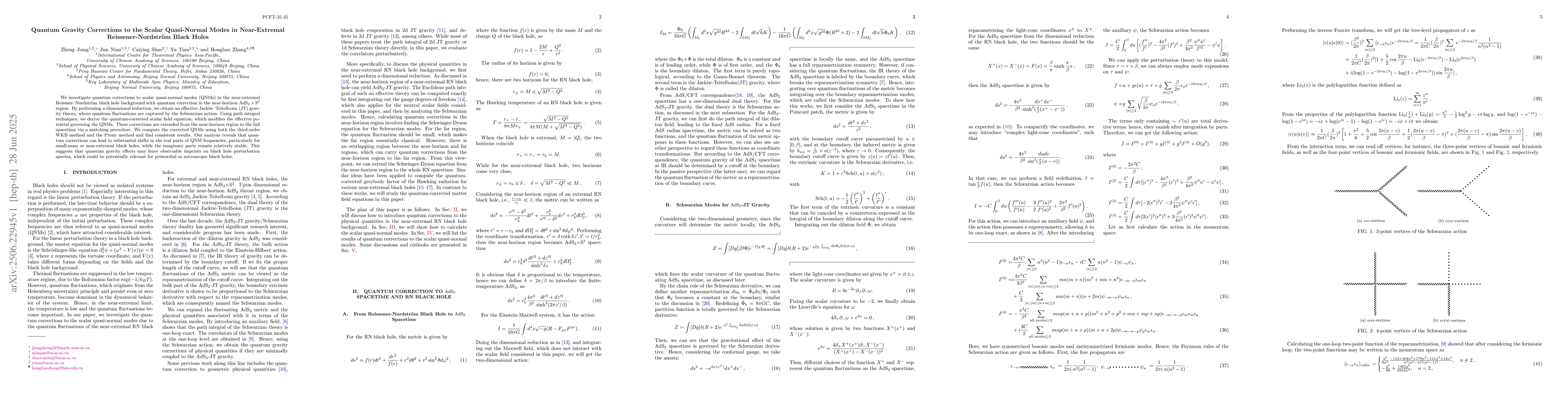 Thumbnail for Quantum Gravity Corrections to the Scalar Quasi-Normal Modes in
  Near-Extremal Reissener-Nordström Black Holes
