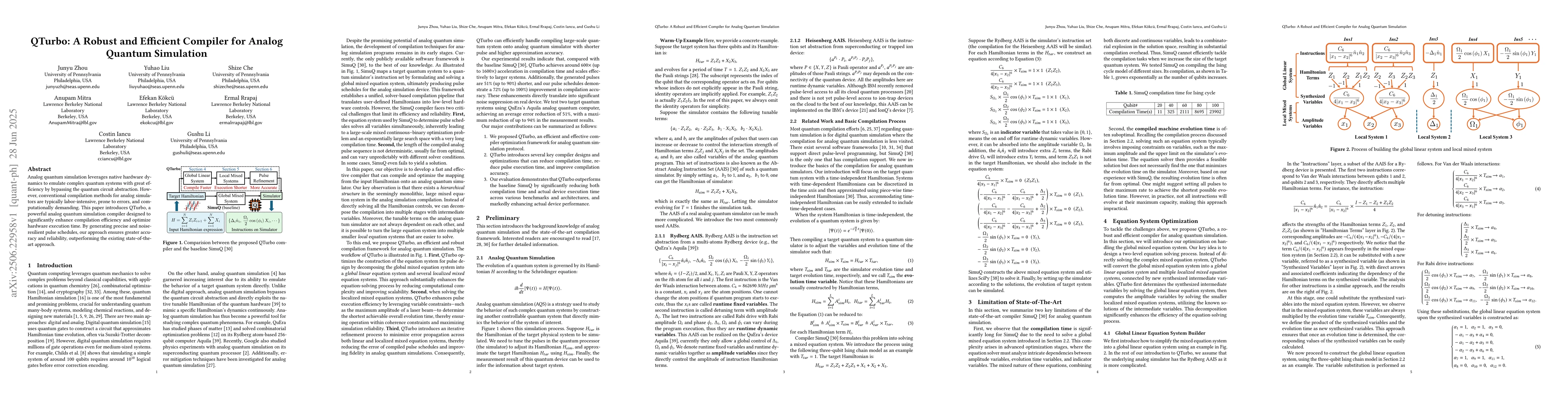 Thumbnail for QTurbo: A Robust and Efficient Compiler for Analog Quantum Simulation