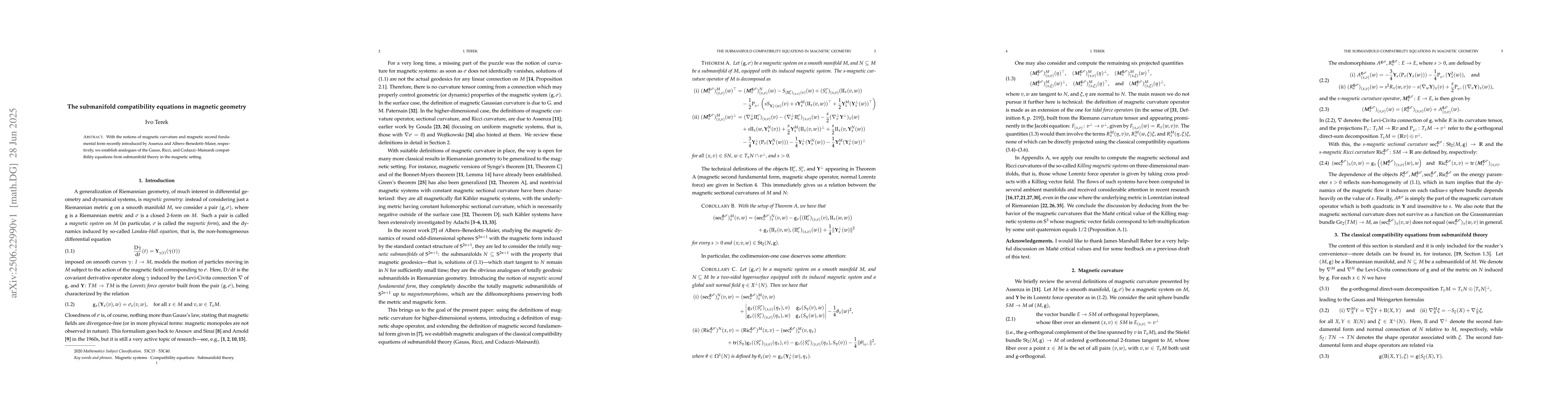 Thumbnail for The submanifold compatibility equations in magnetic geometry