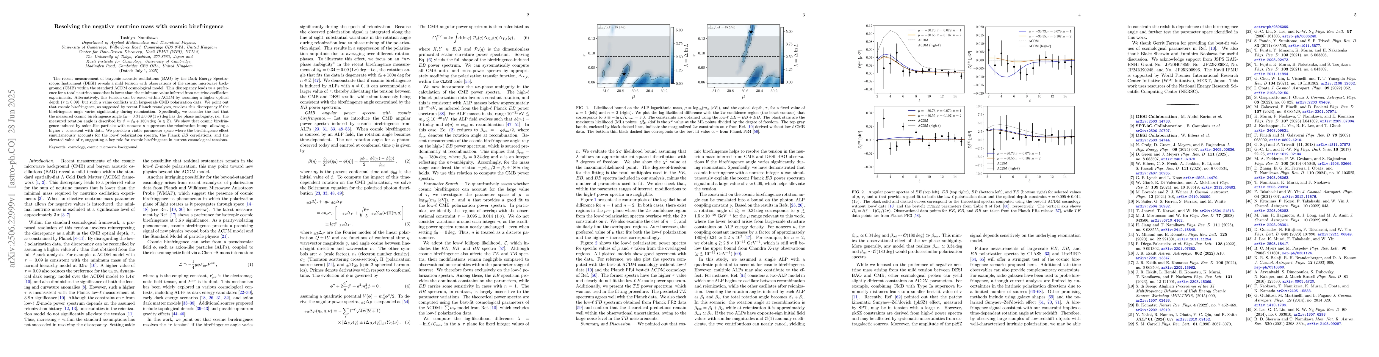 Thumbnail for Resolving the negative neutrino mass with cosmic birefringence