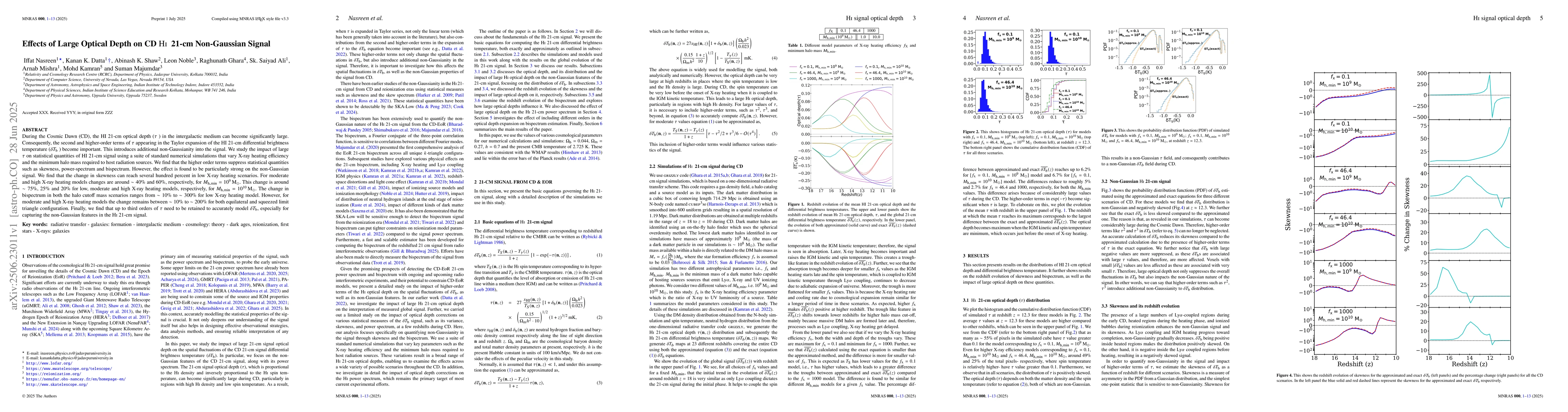 Thumbnail for Effects of Large Optical Depth on CD HI 21-cm Non-Gaussian Signal