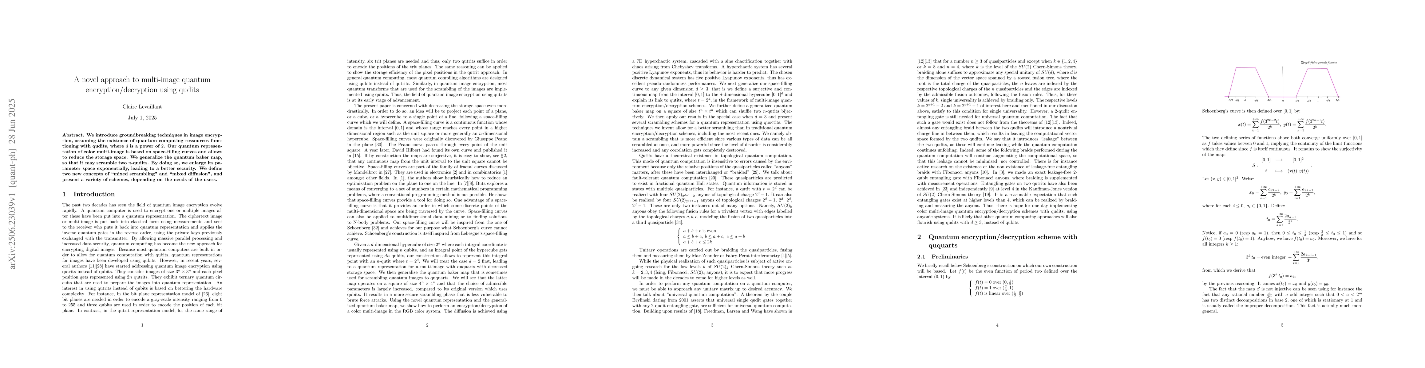 Thumbnail for A novel approach to multi-image quantum encryption/decryption using
  qudits