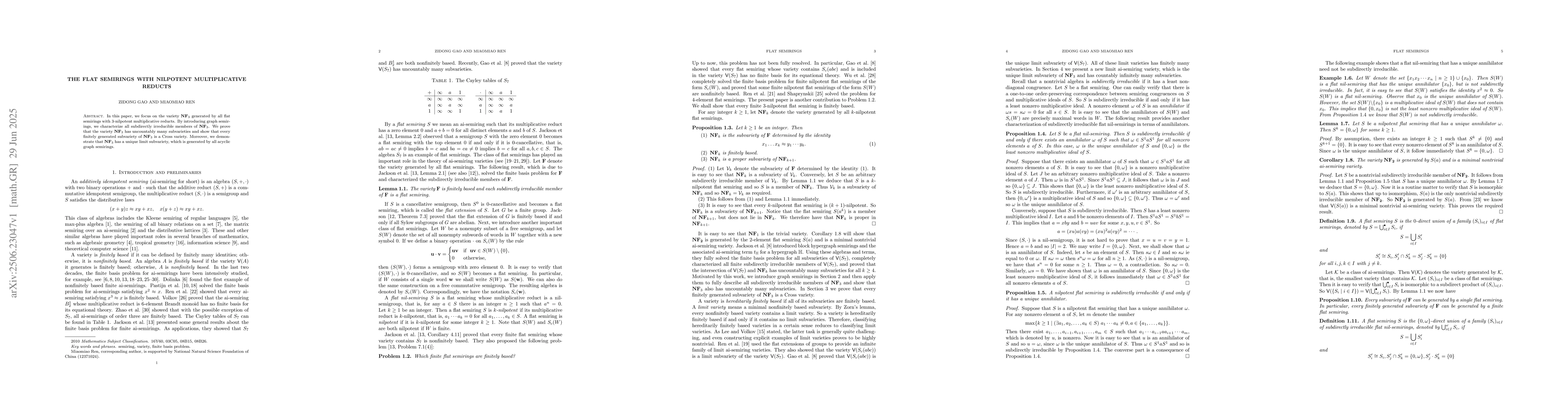 Thumbnail for The flat semirings with nilpotent multiplicative reducts