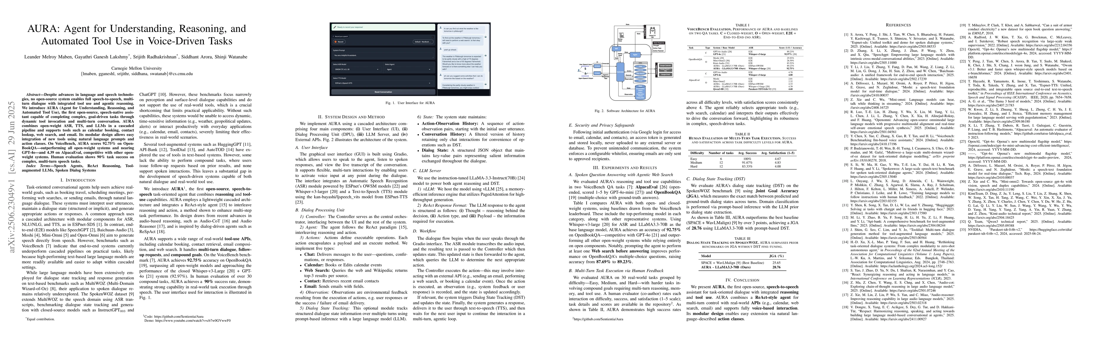 Thumbnail for AURA: Agent for Understanding, Reasoning, and Automated Tool Use in
  Voice-Driven Tasks