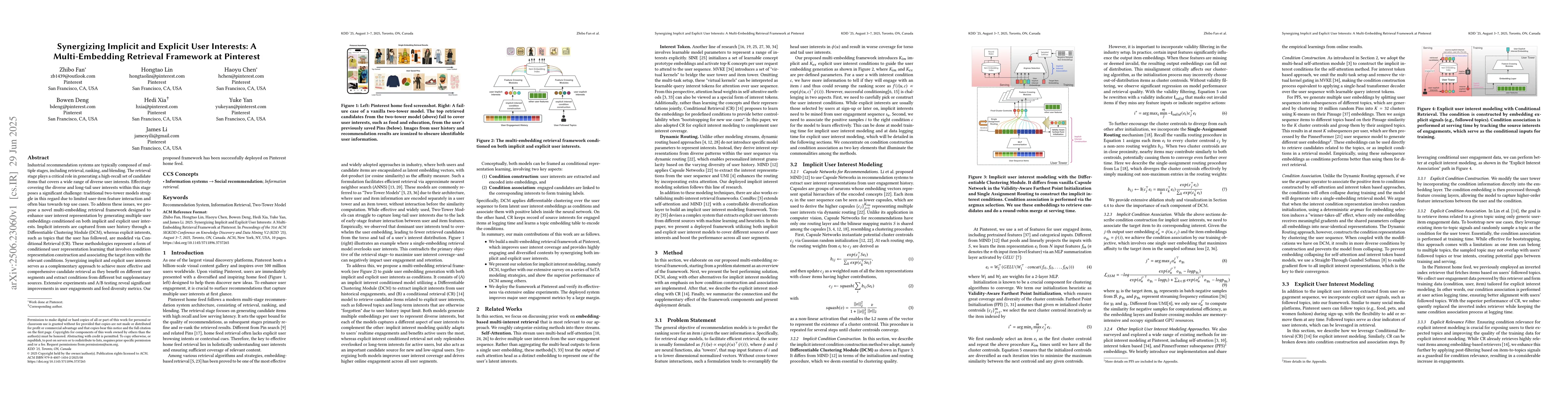 Thumbnail for Synergizing Implicit and Explicit User Interests: A Multi-Embedding
  Retrieval Framework at Pinterest