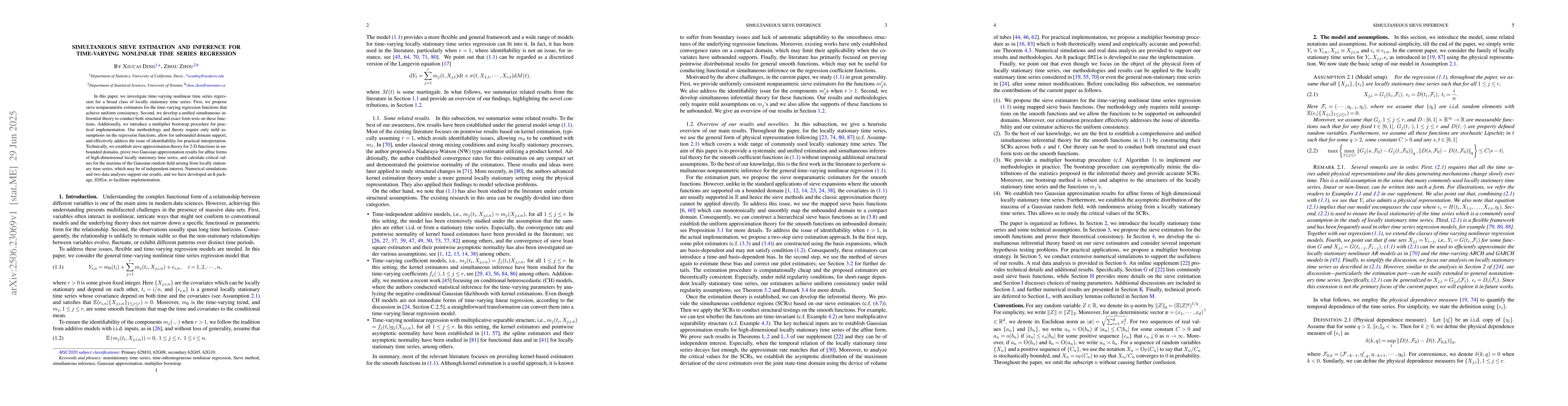 Thumbnail for Simultaneous Sieve Estimation and Inference for Time-Varying Nonlinear
  Time Series Regression