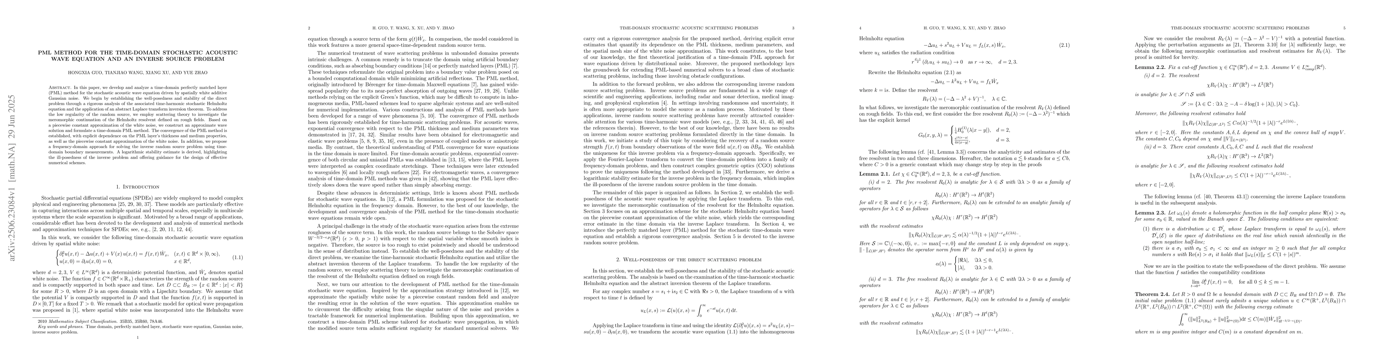Thumbnail for PML method for the time-domain stochastic acoustic wave equation and an
  inverse source problem