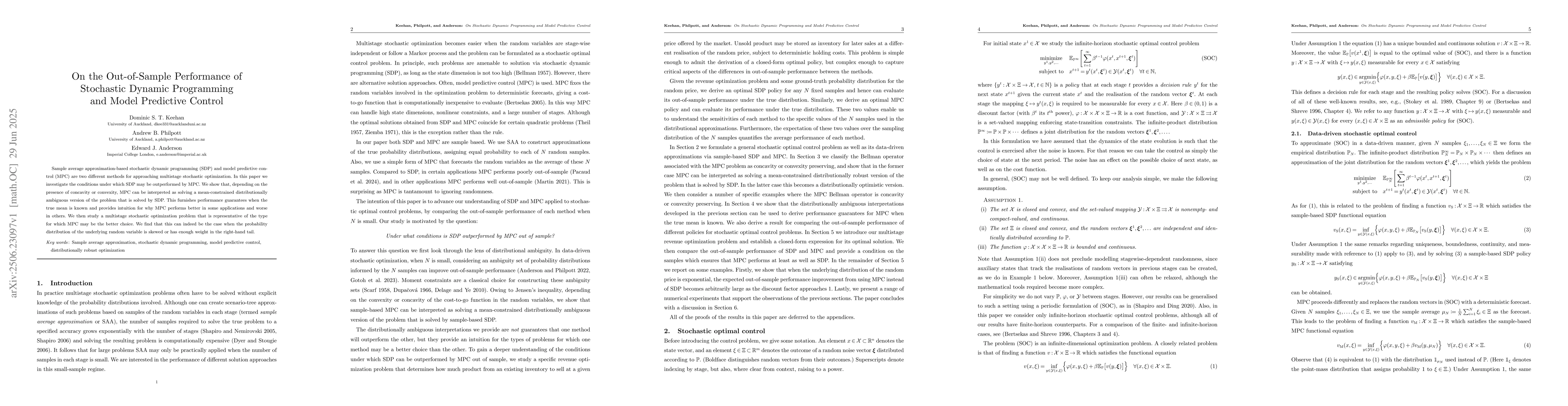 Thumbnail for On the Out-of-Sample Performance of Stochastic Dynamic Programming and
  Model Predictive Control