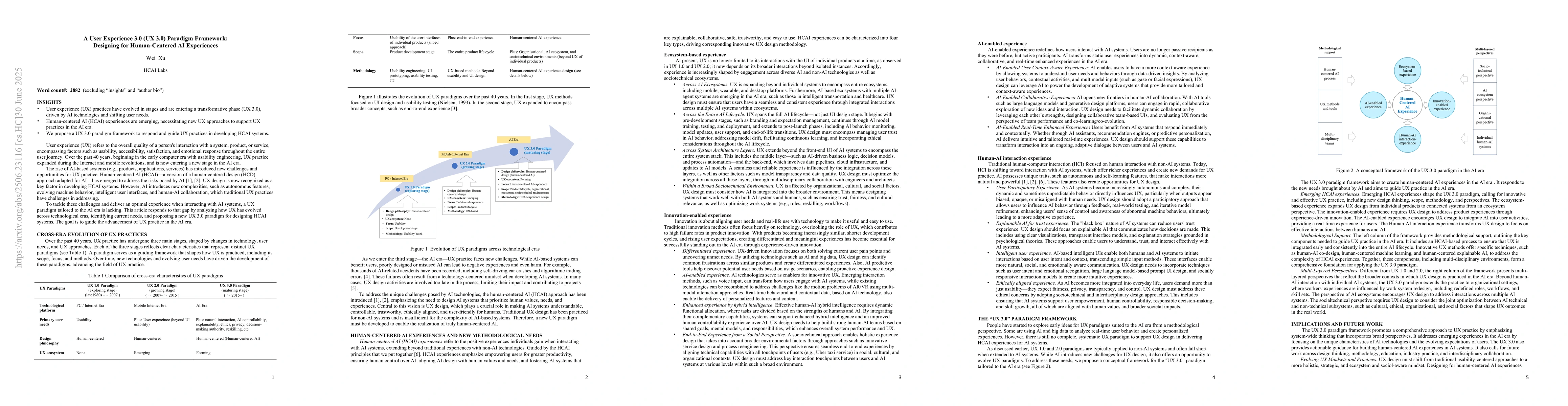 Thumbnail for A User Experience 3.0 (UX 3.0) Paradigm Framework: Designing for
  Human-Centered AI Experiences