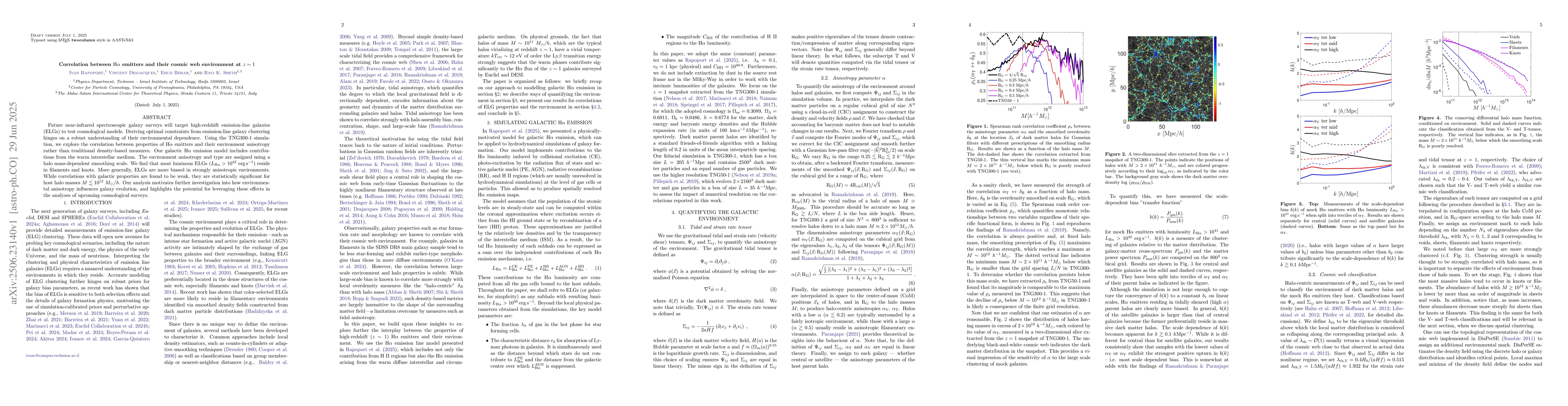 Thumbnail for Correlation between H$α$ emitters and their cosmic web environment
  at $z \sim 1$