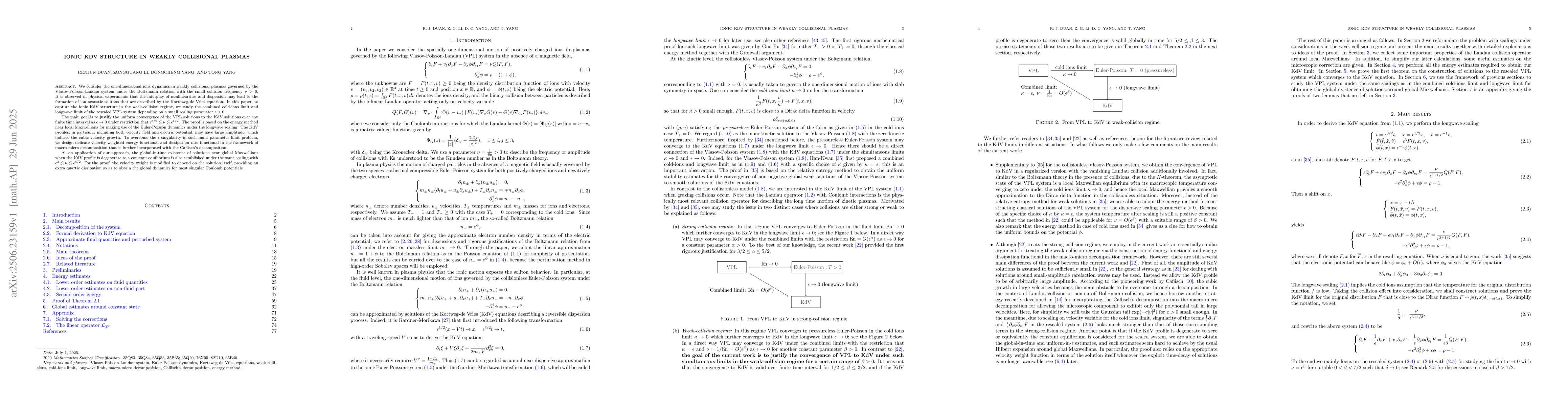 Thumbnail for Ionic KdV structure in weakly collisional plasmas