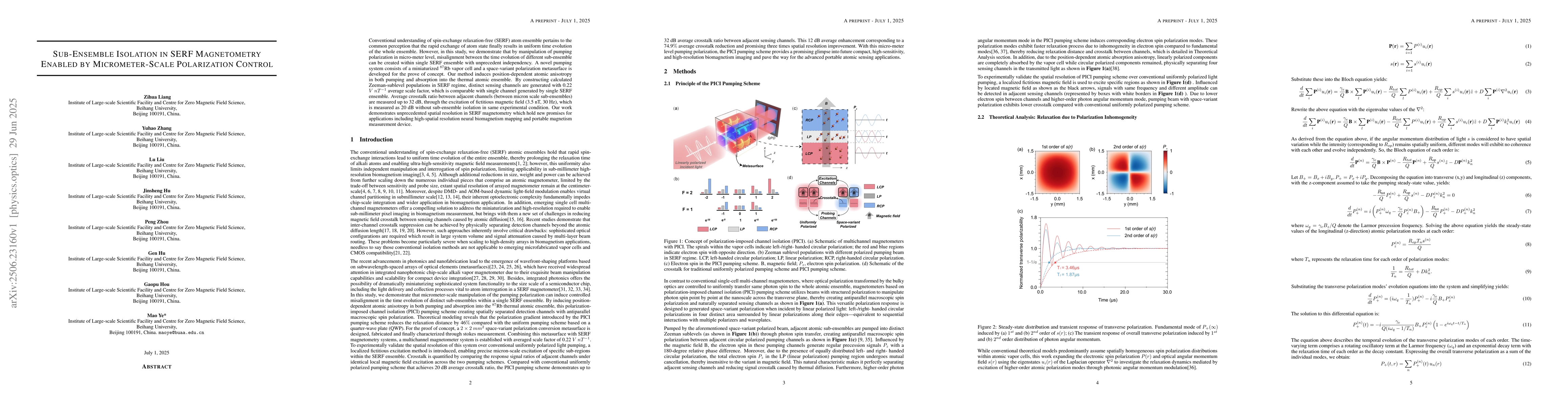 Thumbnail for Sub-Ensemble Isolation in SERF Magnetometry Enabled by Micrometer-Scale
  Polarization Control