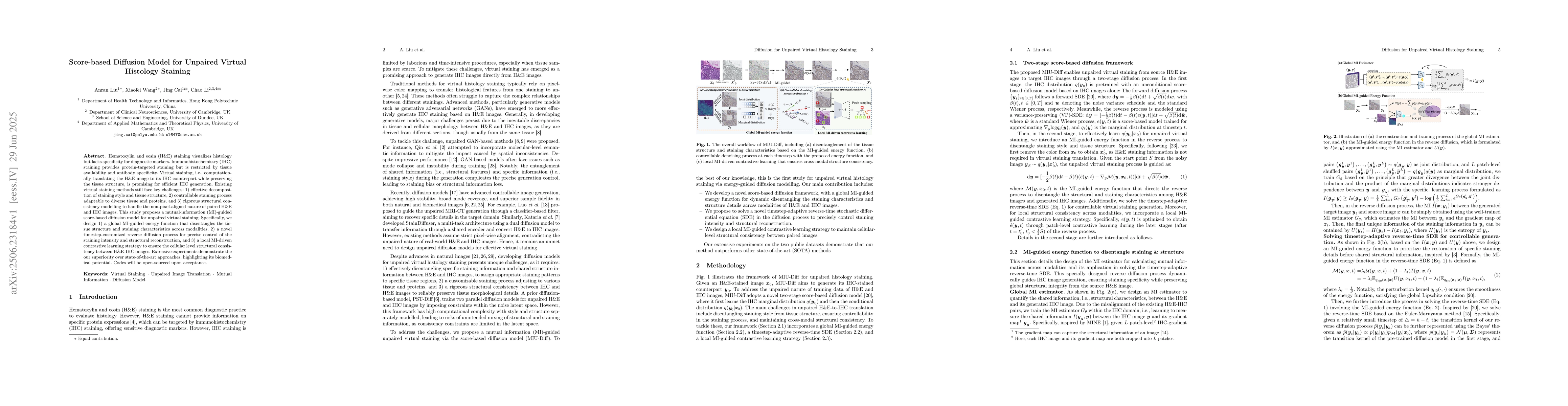 Thumbnail for Score-based Diffusion Model for Unpaired Virtual Histology Staining