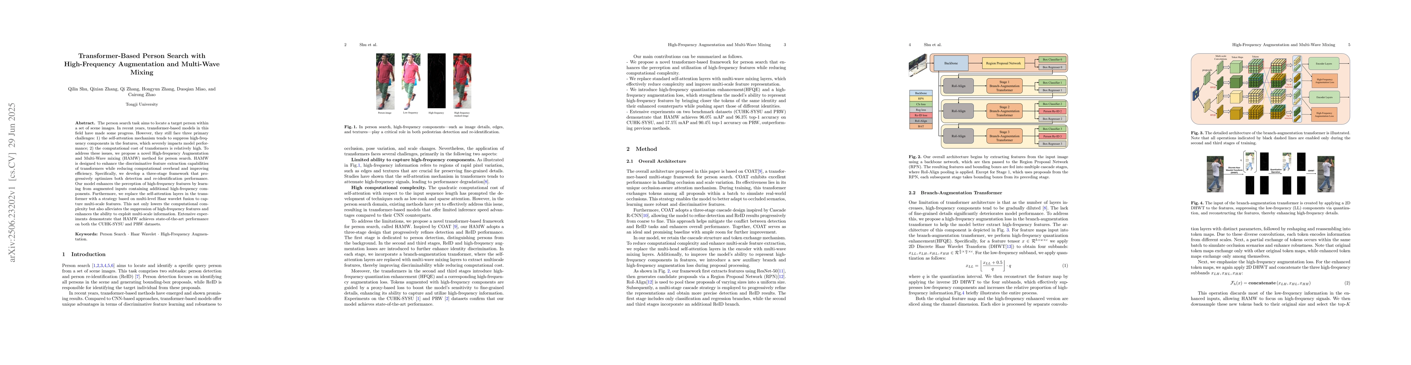 Thumbnail for Transformer-Based Person Search with High-Frequency Augmentation and
  Multi-Wave Mixing
