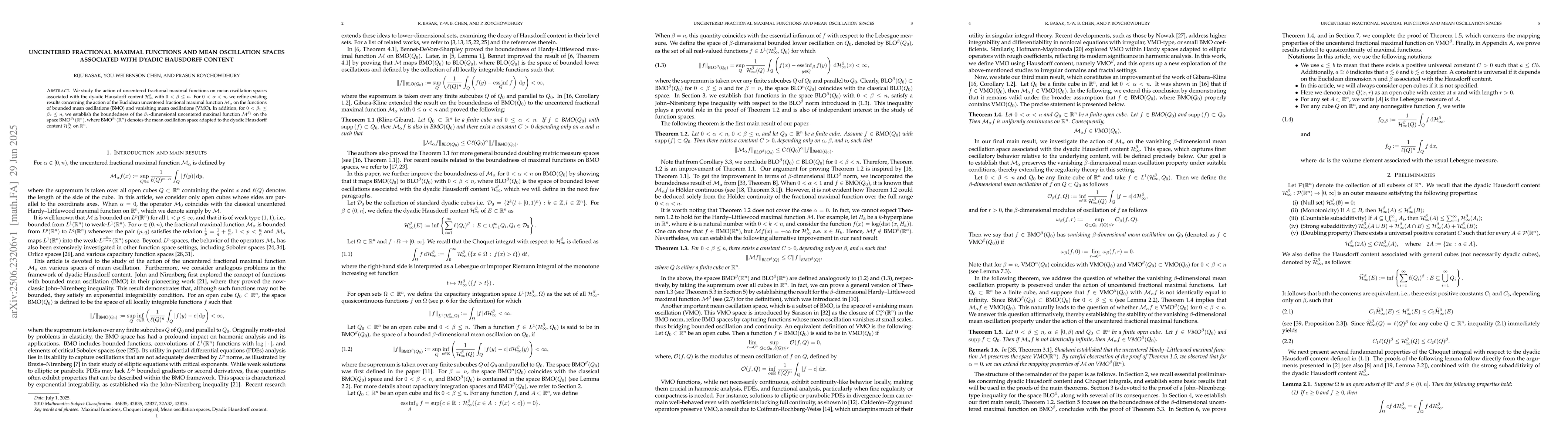 Thumbnail for Uncentered Fractional Maximal functions and mean oscillation spaces
  associated with dyadic Hausdorff content