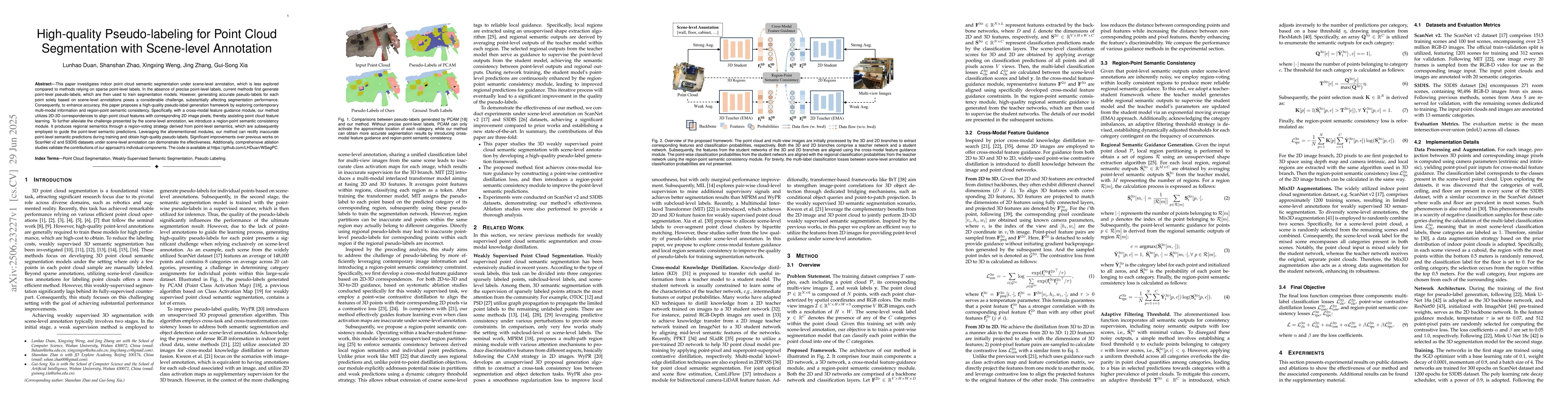 Thumbnail for High-quality Pseudo-labeling for Point Cloud Segmentation with
  Scene-level Annotation