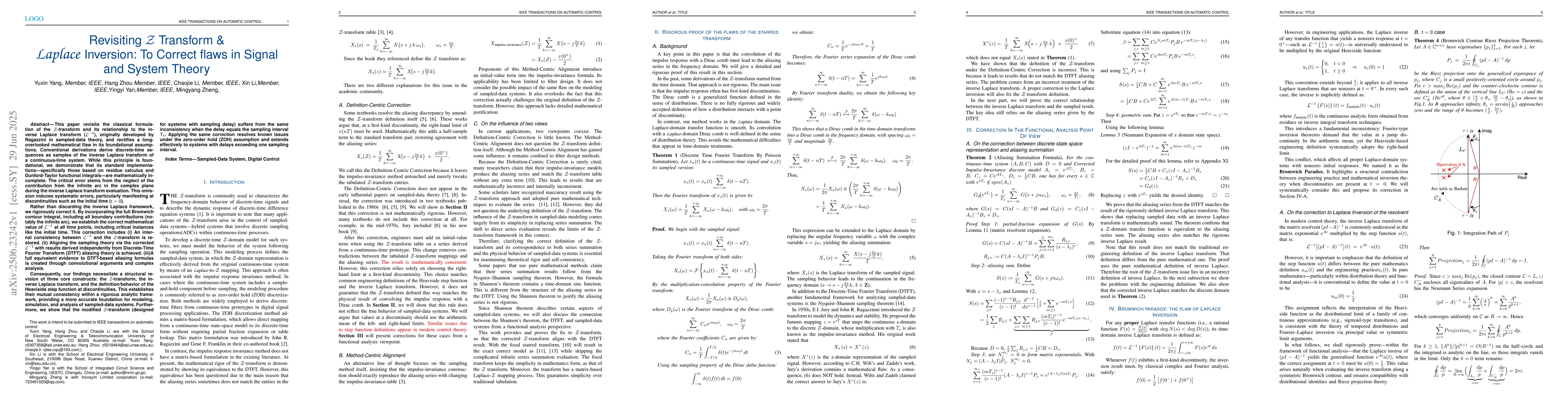 Thumbnail for Revisiting Z Transform Laplace Inversion: To Correct flaws in Signal and
  System Theory