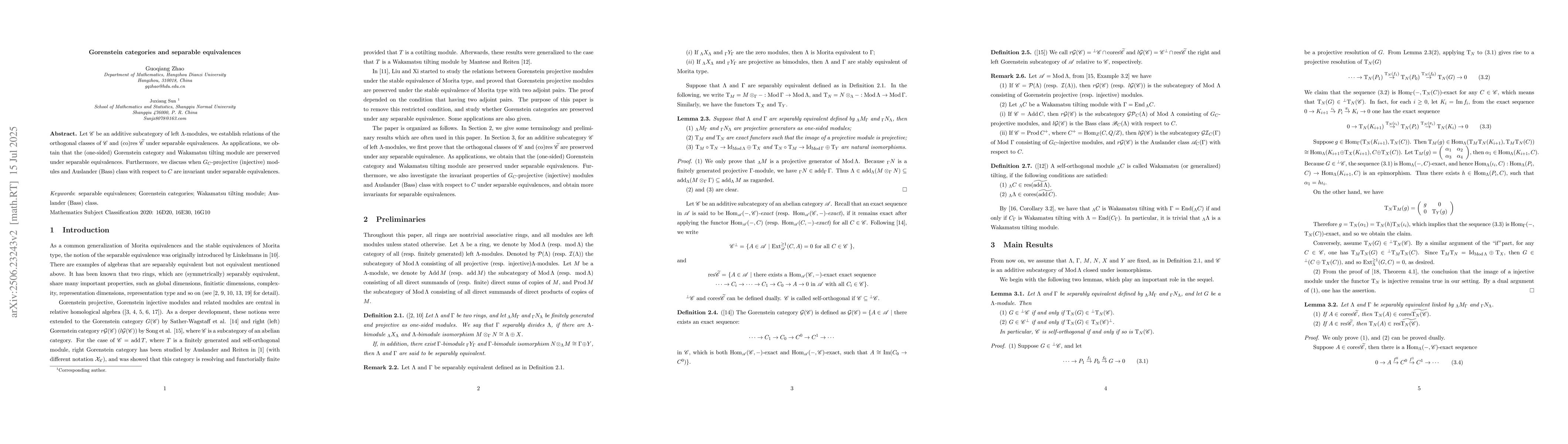 Thumbnail for Gorenstein categories and separable equivalences