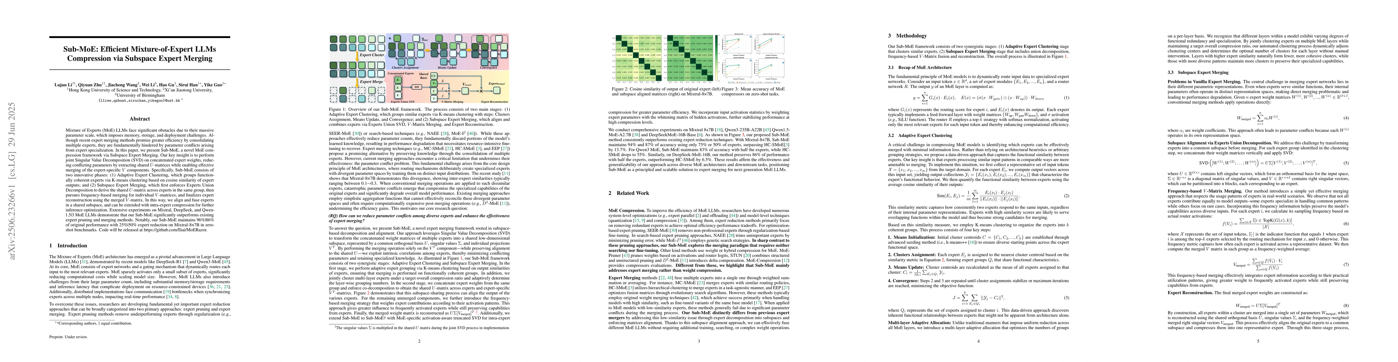 Thumbnail for Sub-MoE: Efficient Mixture-of-Expert LLMs Compression via Subspace
  Expert Merging