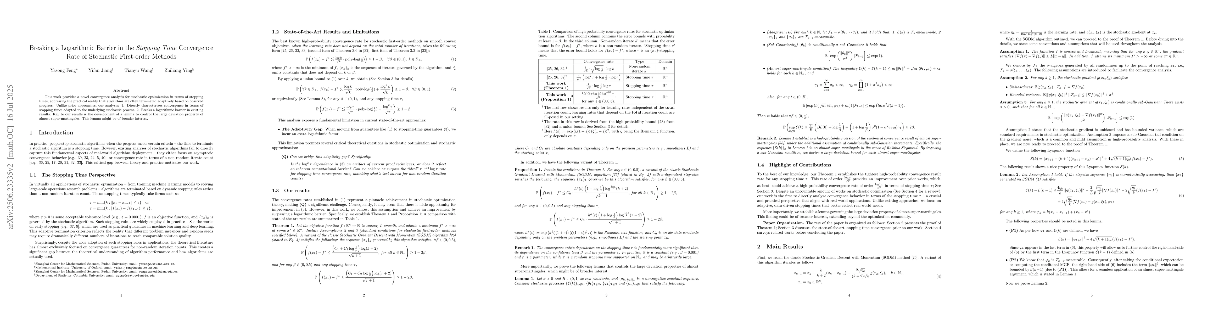 Thumbnail for Breaking a Logarithmic Barrier in the Stopping Time Convergence Rate of
  Stochastic First-order Methods