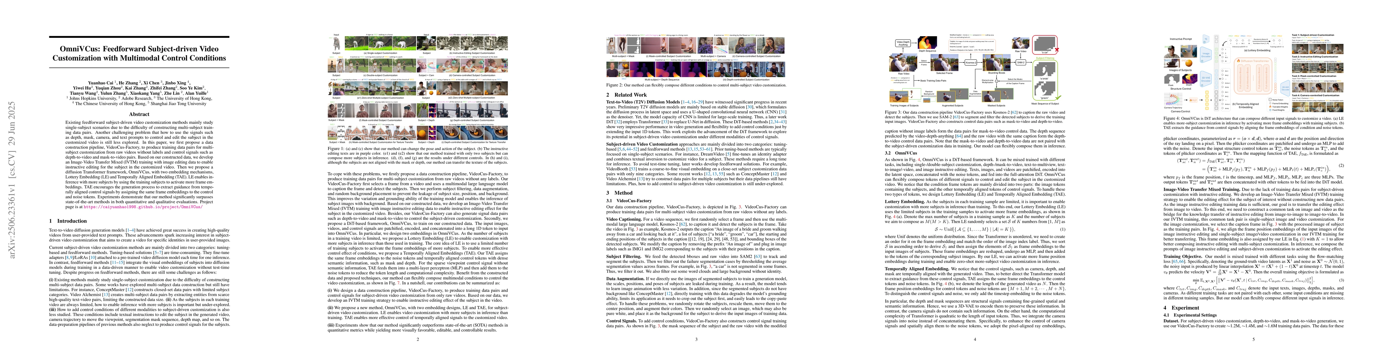 Thumbnail for OmniVCus: Feedforward Subject-driven Video Customization with Multimodal
  Control Conditions