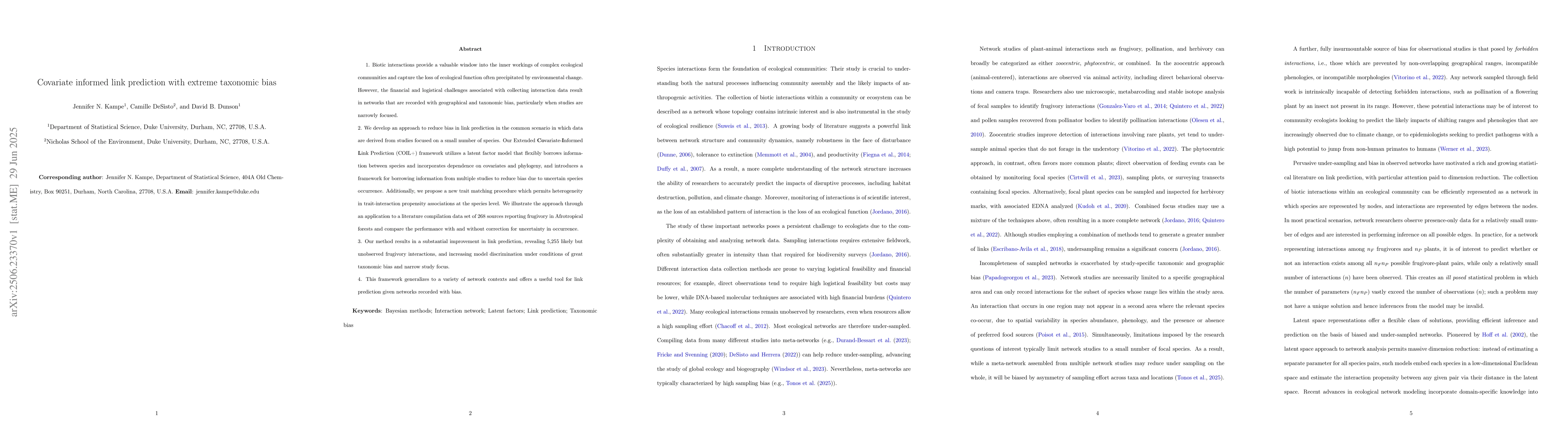 Thumbnail for Covariate-informed link prediction with extreme taxonomic bias