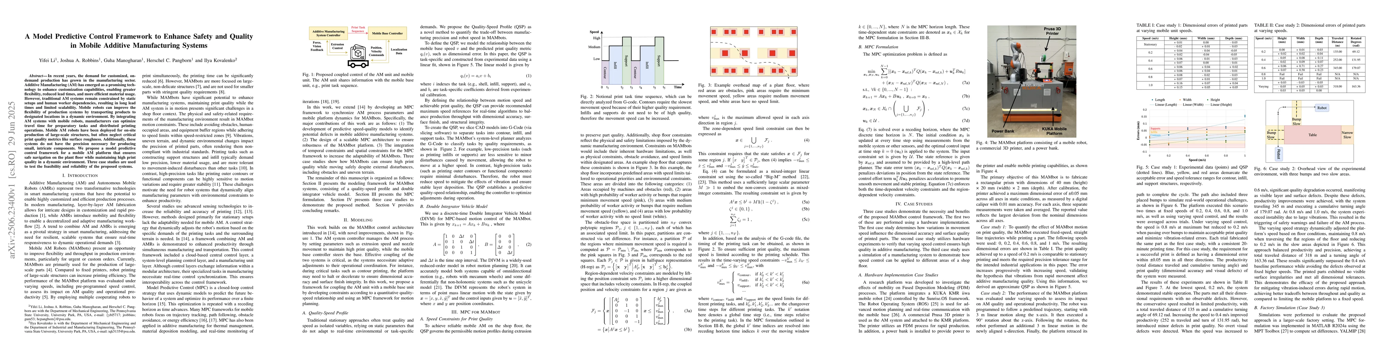 Thumbnail for A Model Predictive Control Framework to Enhance Safety and Quality in
  Mobile Additive Manufacturing Systems