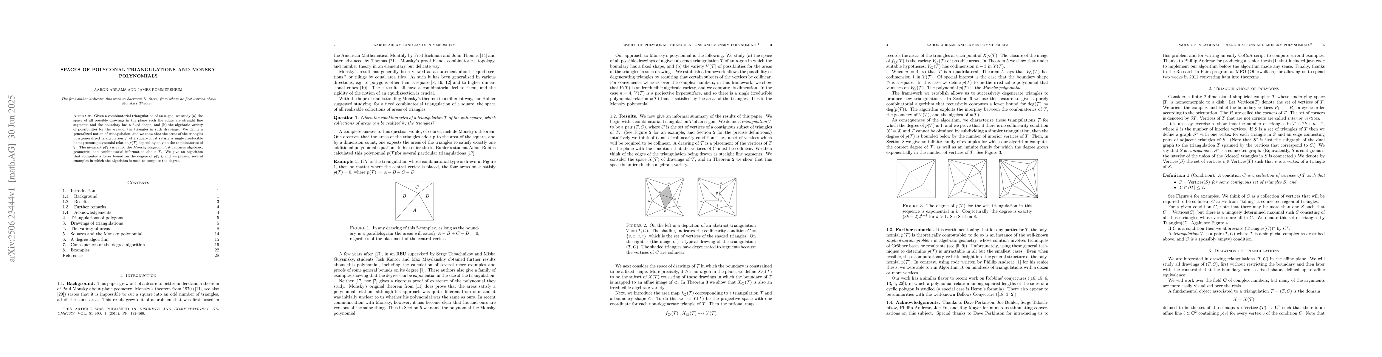 Thumbnail for Spaces of polygonal triangulations and Monsky polynomials
