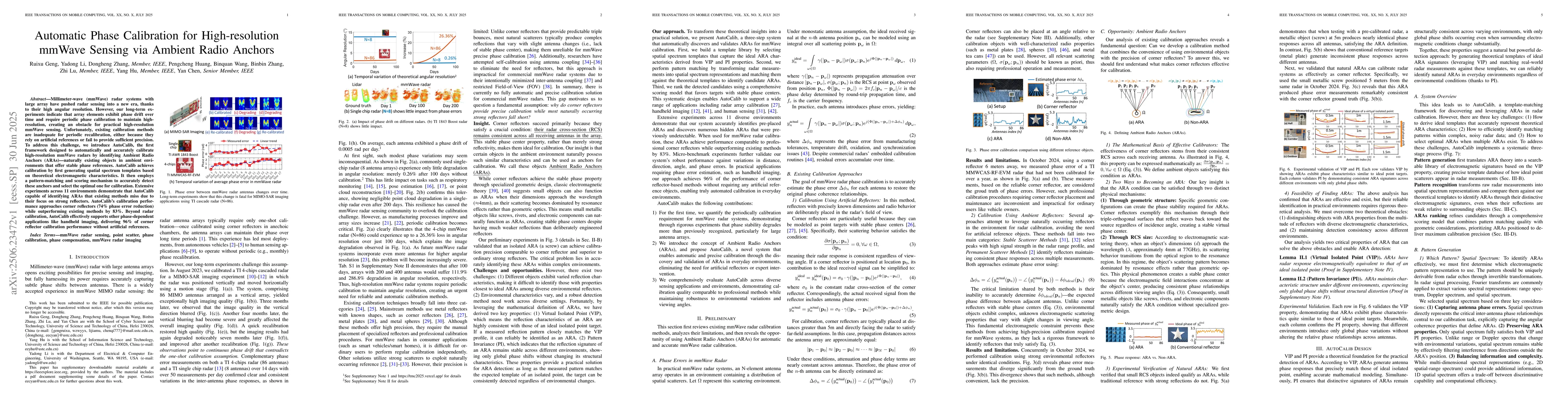Thumbnail for Automatic Phase Calibration for High-resolution mmWave Sensing via
  Ambient Radio Anchors