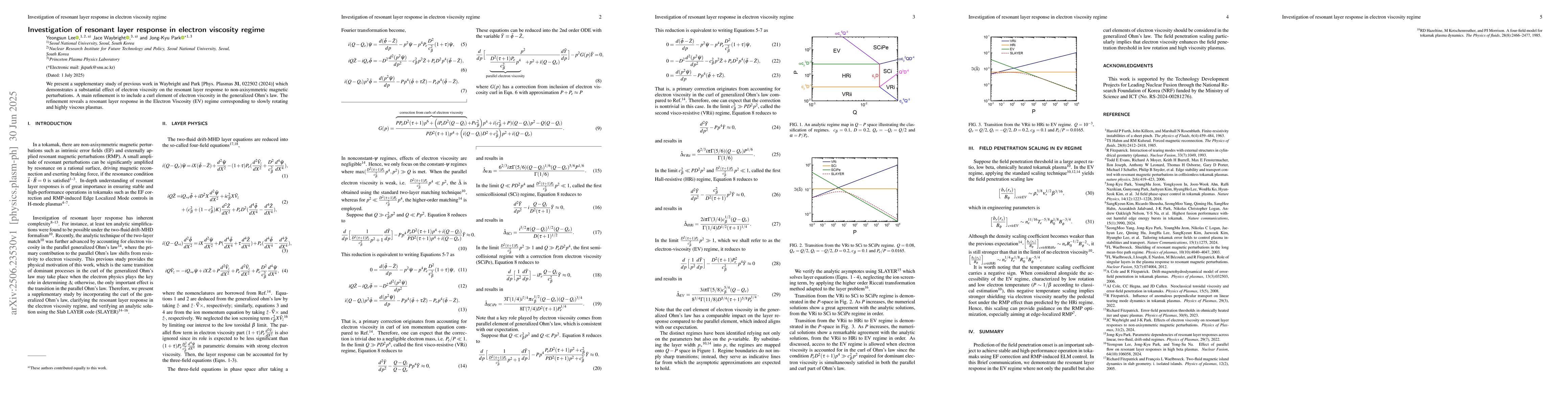 Thumbnail for Investigation of resonant layer response in electron viscosity regime
