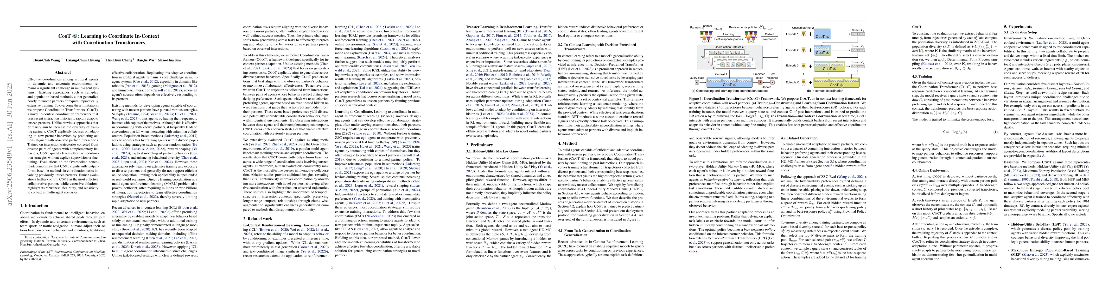 Thumbnail for CooT: Learning to Coordinate In-Context with Coordination Transformers