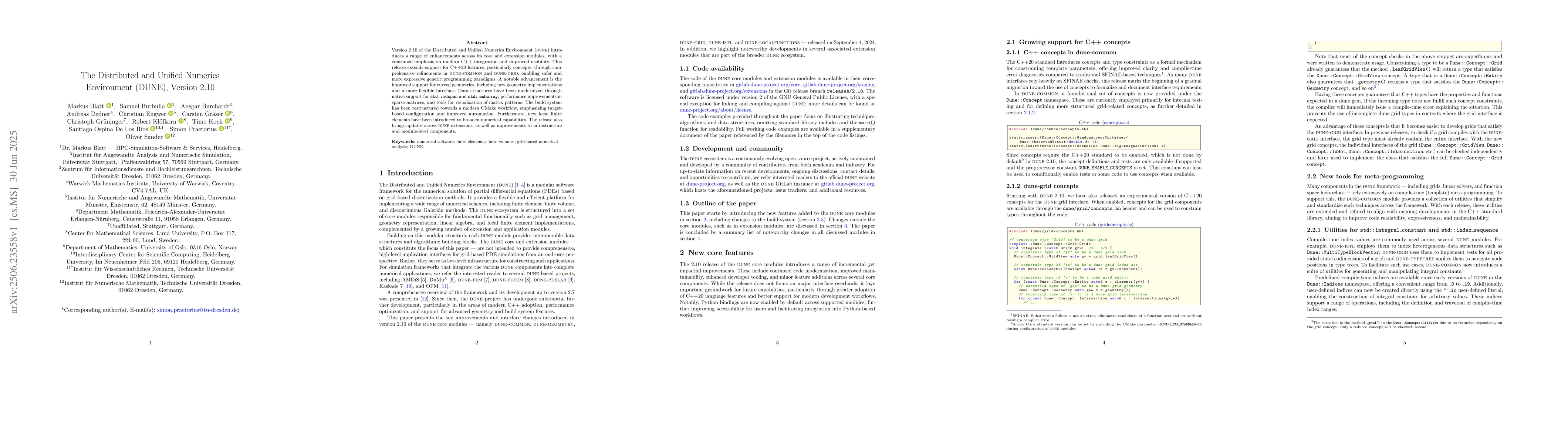 Thumbnail for The Distributed and Unified Numerics Environment (DUNE), Version 2.10