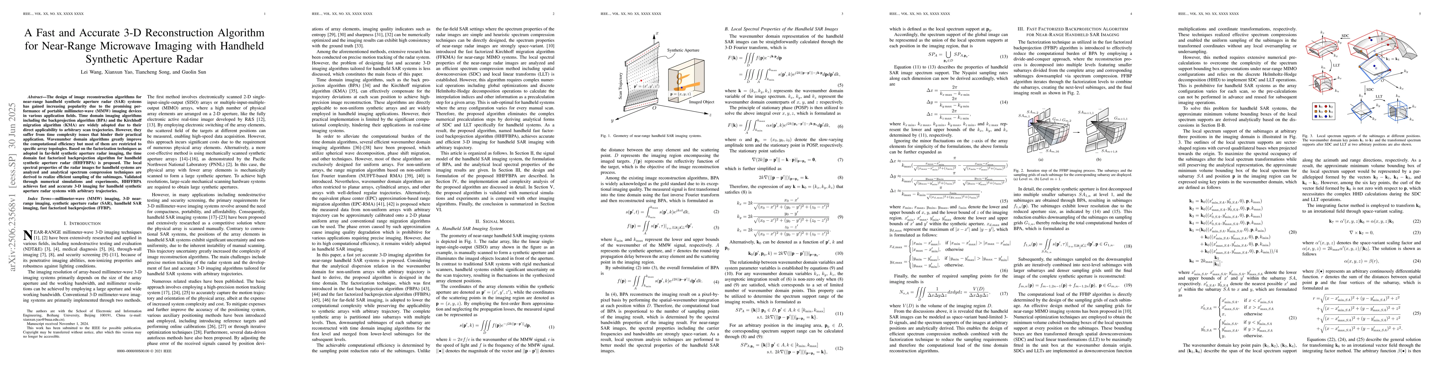 Thumbnail for A Fast and Accurate 3-D Reconstruction Algorithm for Near-Range
  Microwave Imaging with Handheld Synthetic Aperture Radar
