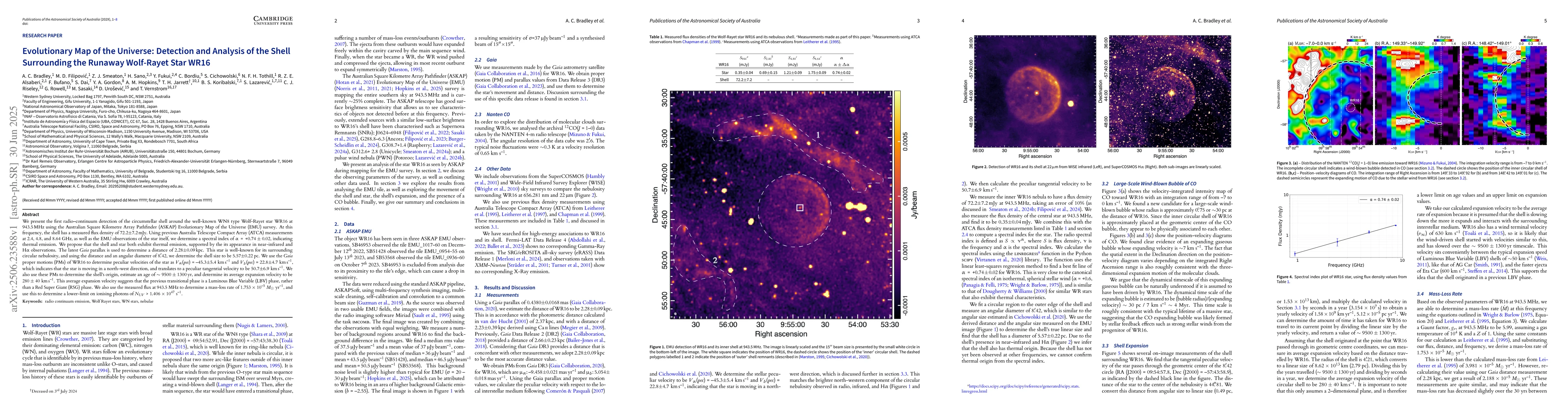 Thumbnail for Evolutionary Map of the Universe: Detection and Analysis of the Shell
  Surrounding the Runaway Wolf-Rayet Star WR16