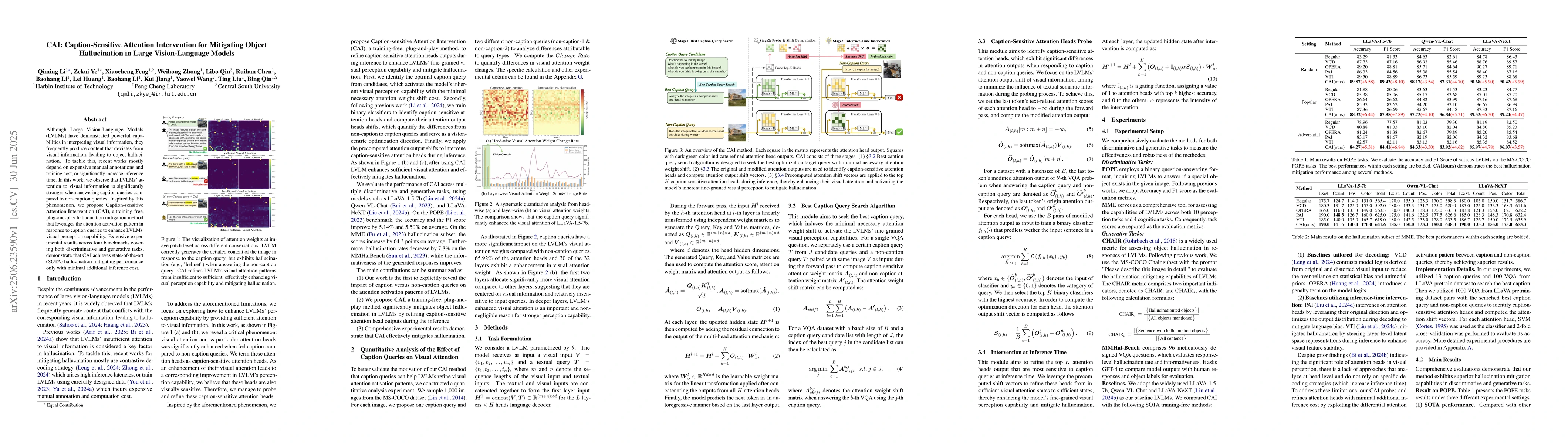 Thumbnail for CAI: Caption-Sensitive Attention Intervention for Mitigating Object
  Hallucination in Large Vision-Language Models
