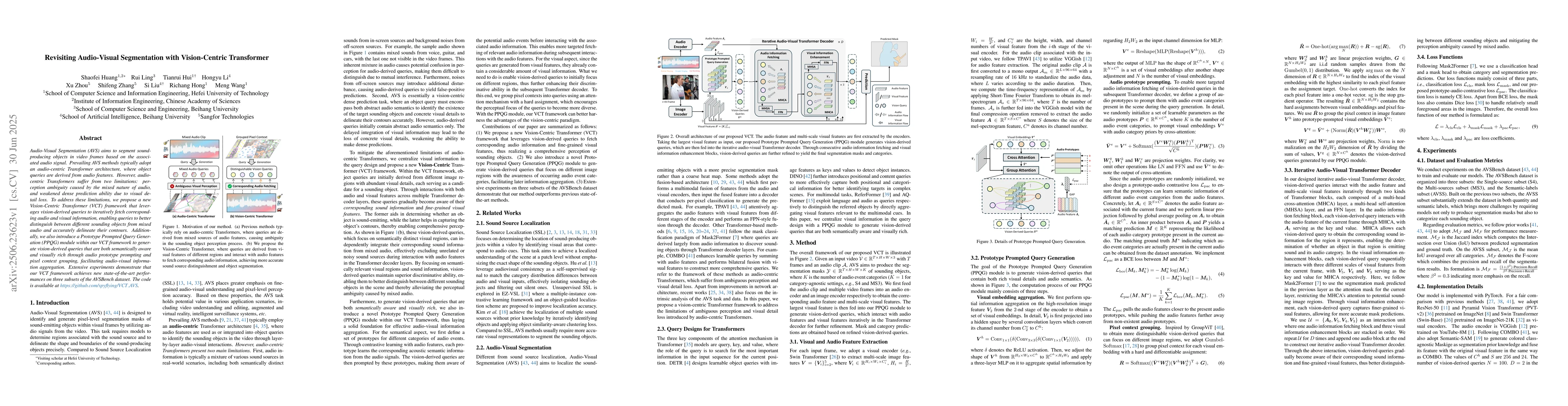 Thumbnail for Revisiting Audio-Visual Segmentation with Vision-Centric Transformer