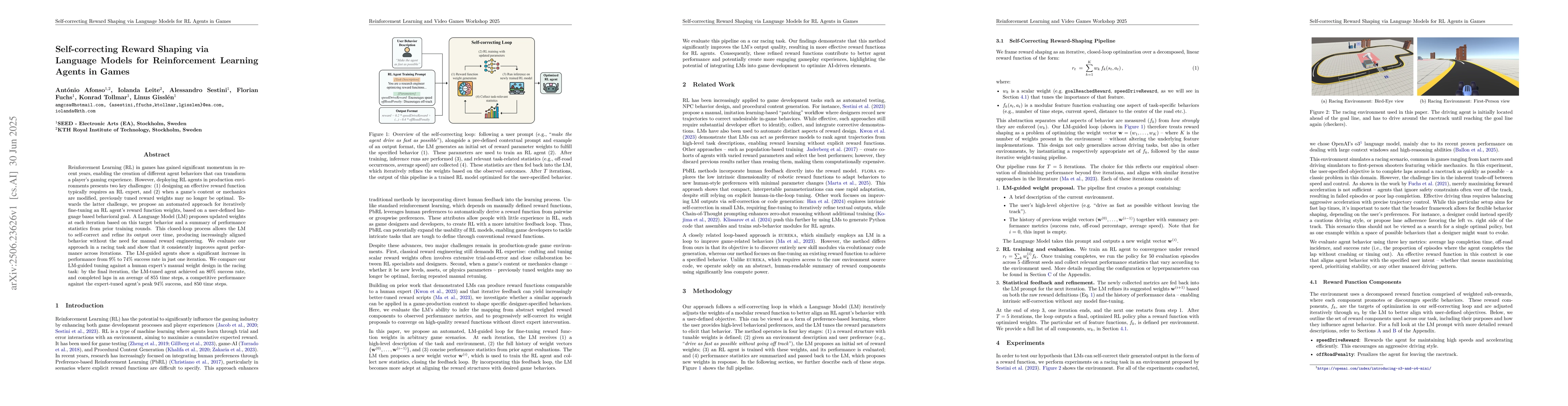 Thumbnail for Self-correcting Reward Shaping via Language Models for Reinforcement
  Learning Agents in Games
