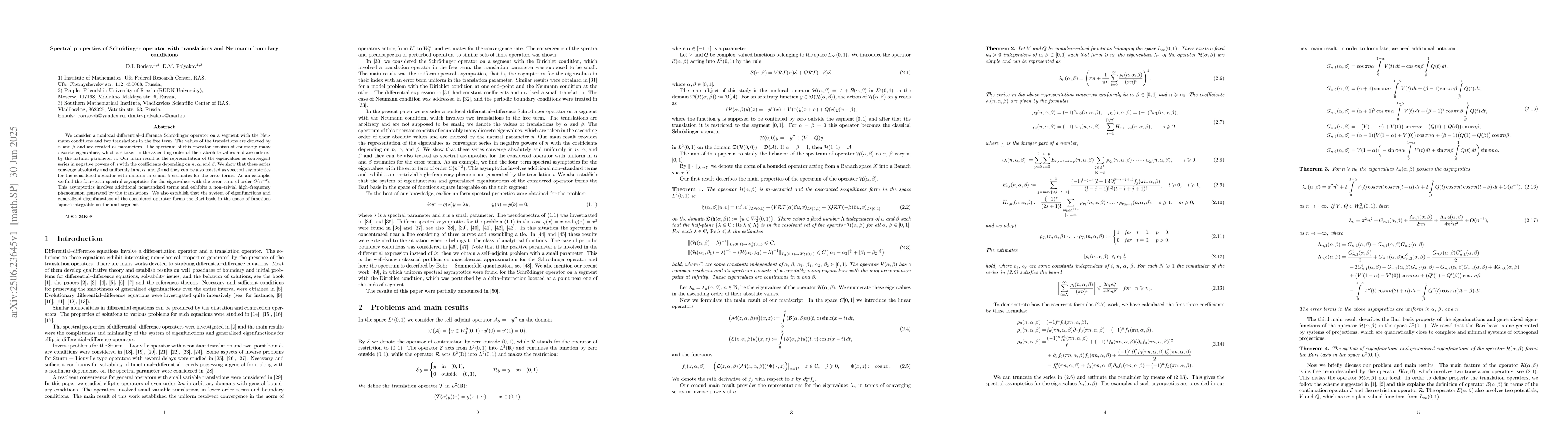 Thumbnail for Spectral properties of Schrödinger operator with translations and
  Neumann boundary conditions
