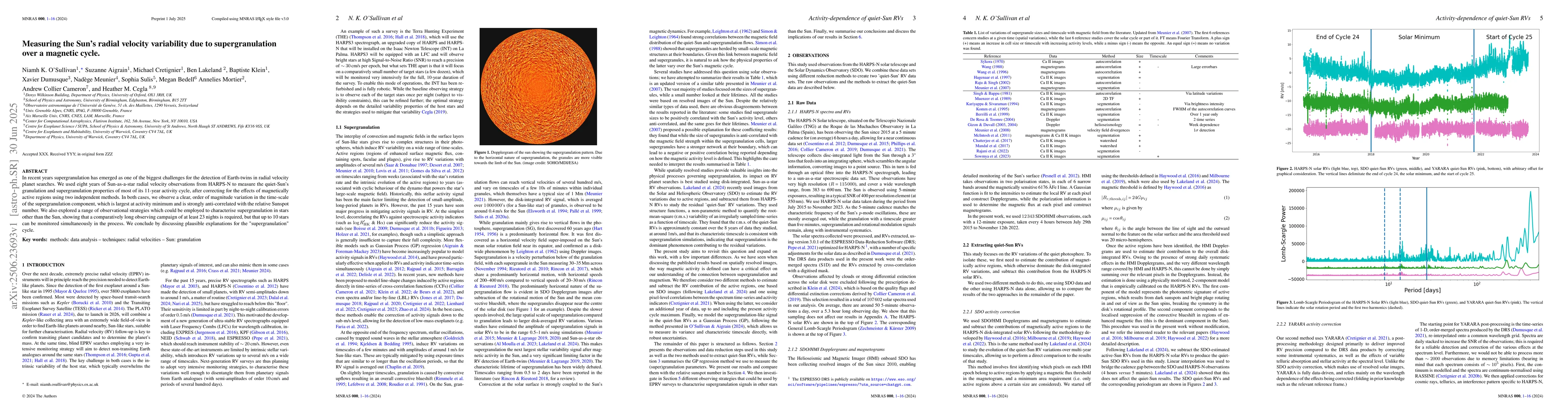 Thumbnail for Measuring the Suns radial velocity variability due to supergranulation
  over a magnetic cycle
