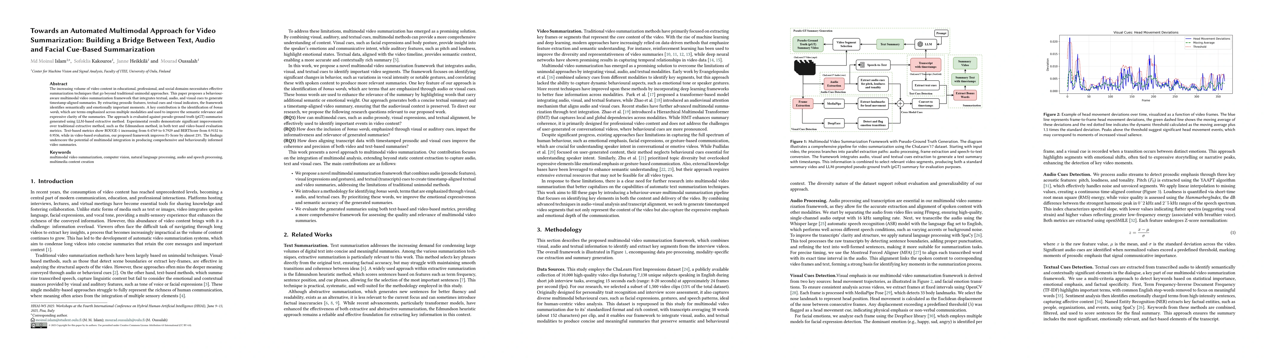 Thumbnail for Towards an Automated Multimodal Approach for Video Summarization:
  Building a Bridge Between Text, Audio and Facial Cue-Based Summarization