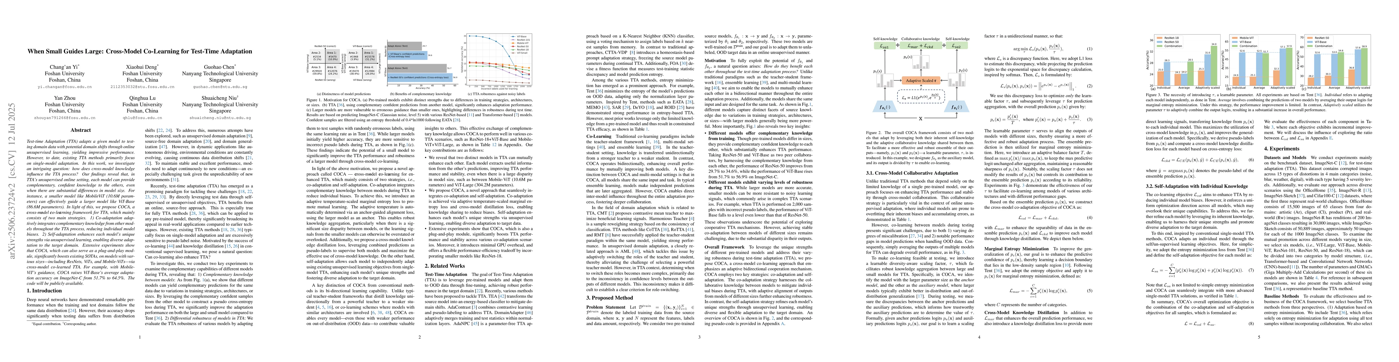 Thumbnail for When Small Guides Large: Cross-Model Co-Learning for Test-Time
  Adaptation