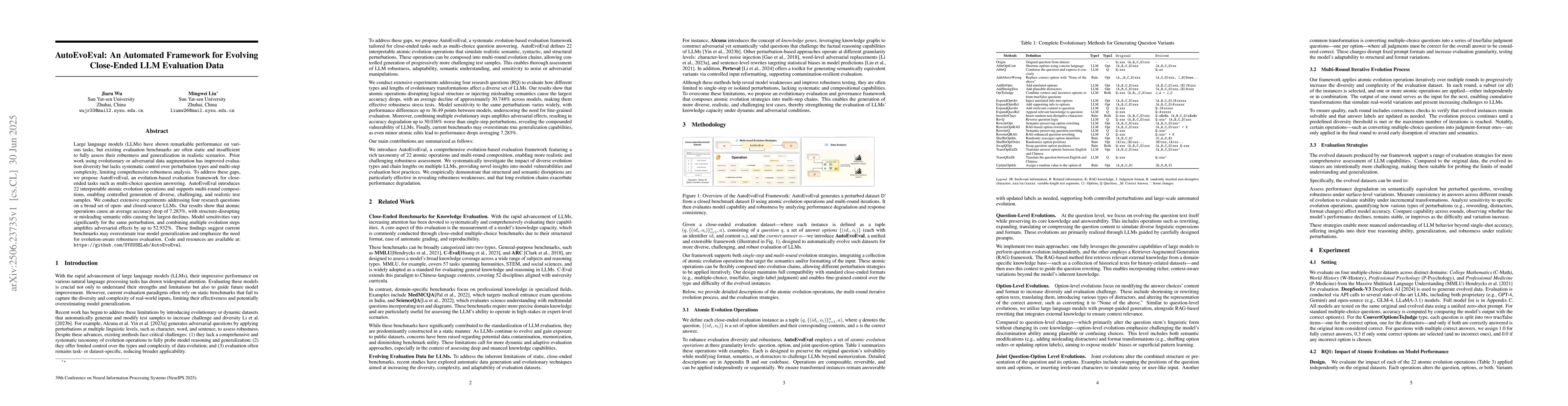 Thumbnail for AutoEvoEval: An Automated Framework for Evolving Close-Ended LLM
  Evaluation Data