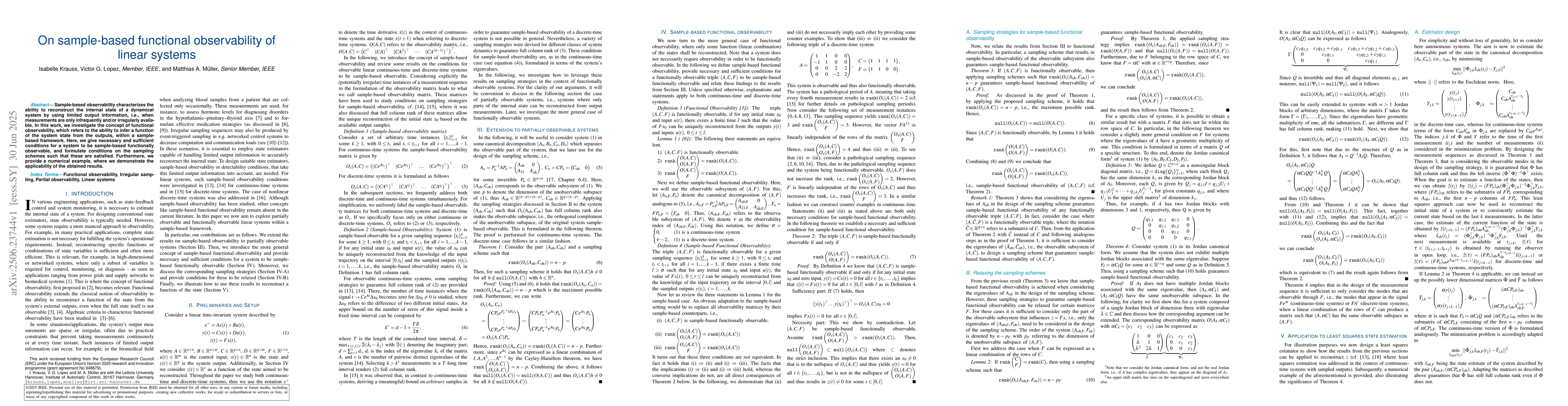 Thumbnail for On sample-based functional observability of linear systems