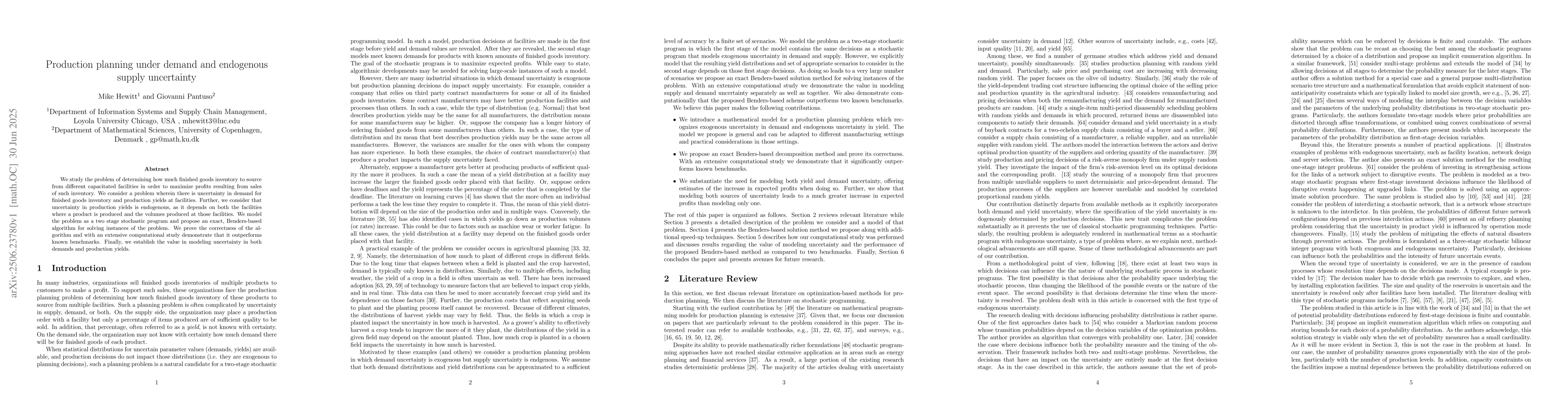 Thumbnail for Production Planning Under Demand and Endogenous Supply Uncertainty