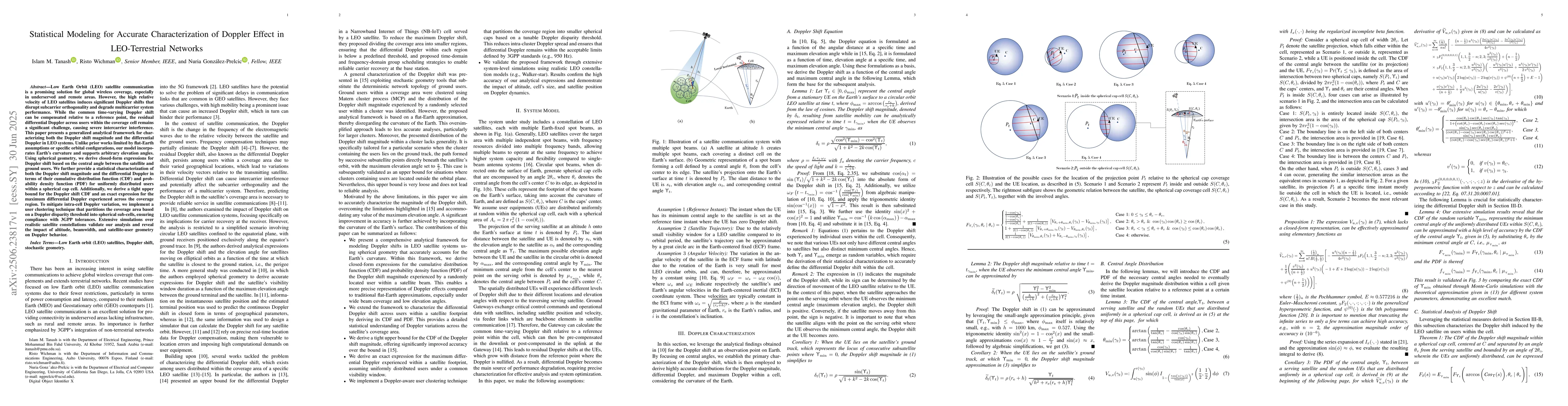 Thumbnail for Statistical Modeling for Accurate Characterization of Doppler Effect in
  LEO-Terrestrial Networks