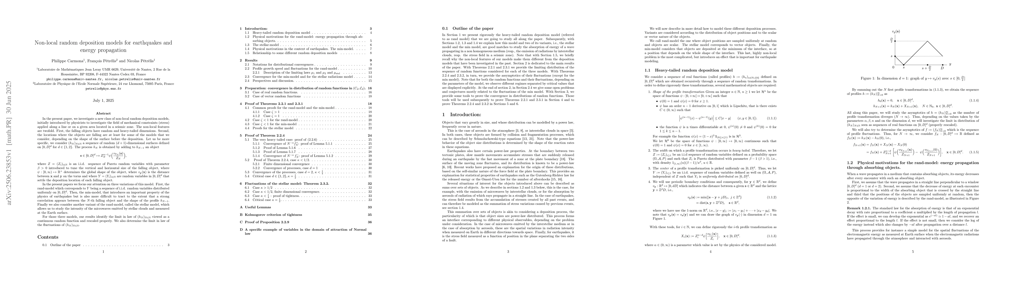 Thumbnail for Non-local random deposition models for earthquakes and energy
  propagation