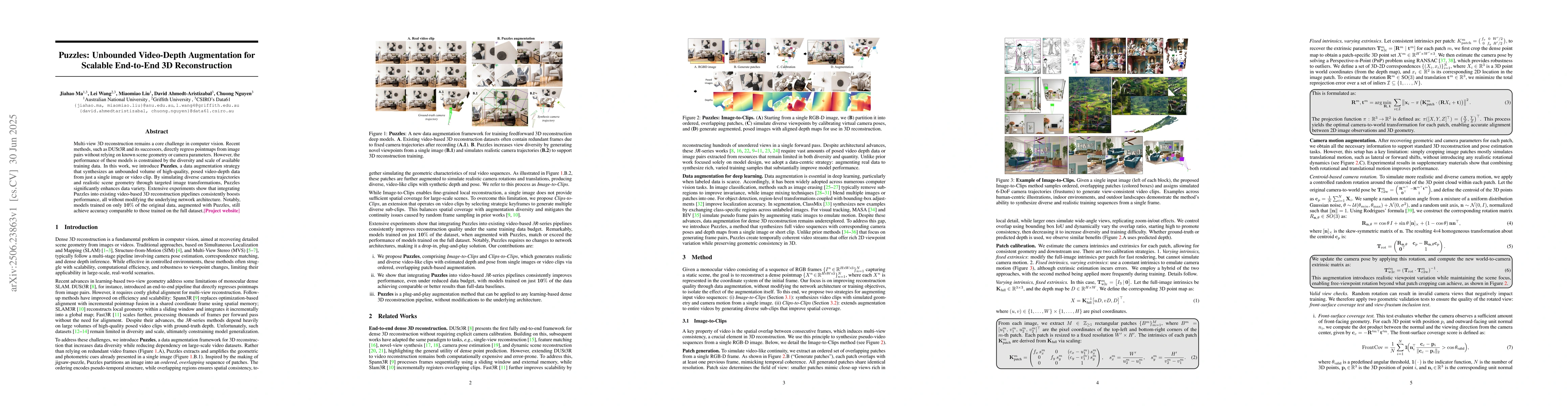 Thumbnail for Puzzles: Unbounded Video-Depth Augmentation for Scalable End-to-End 3D
  Reconstruction