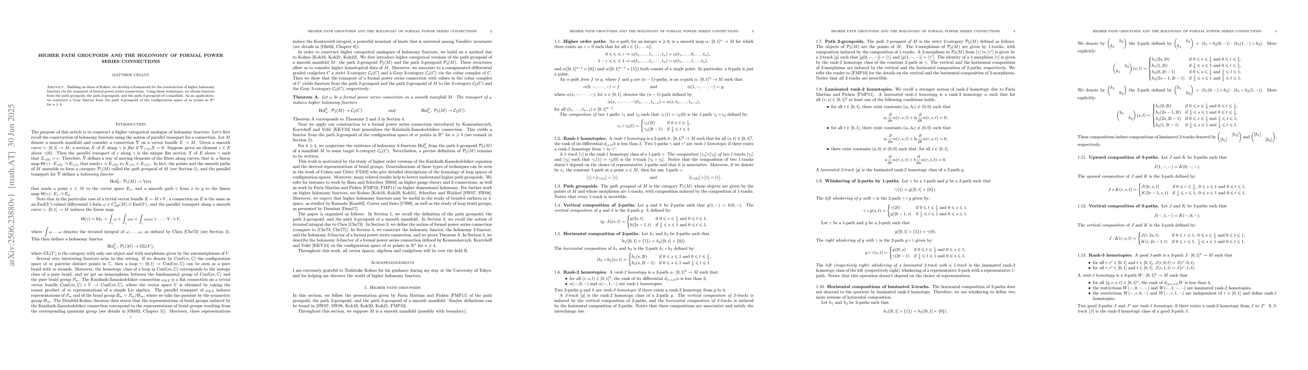 Thumbnail for Higher path groupoids and the holonomy of formal power series
  connections